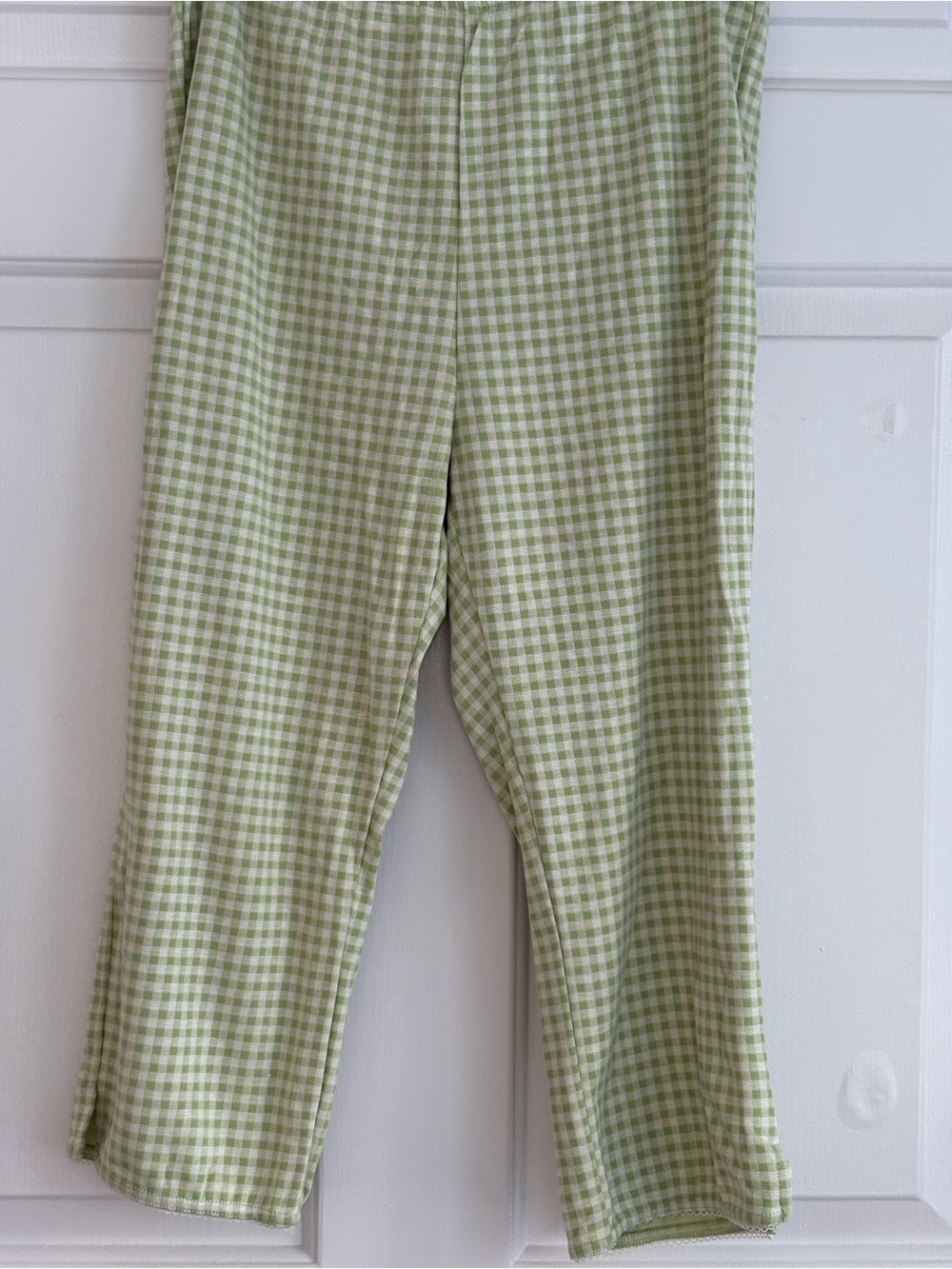 Gingham Capri Pants- Light Green - Picture 12 of 16